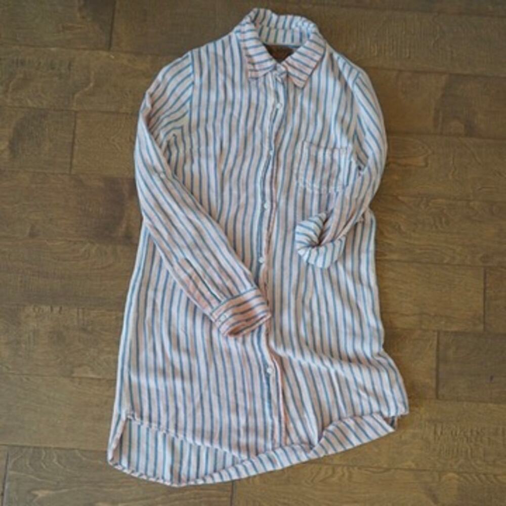 The Nu Vintage Long Sleeve Button Embroidered Top White Womens Size Small